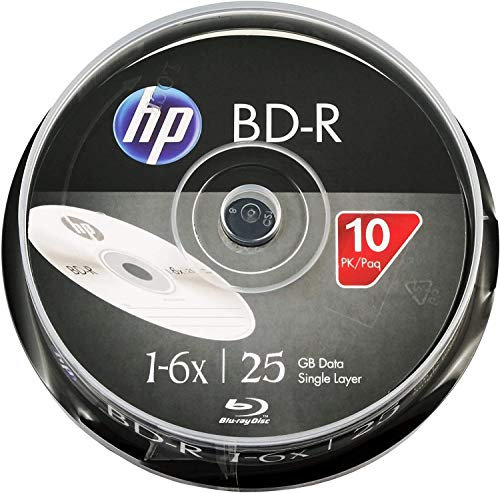 HP BD-R 6x Blu-ray Discs, 25GB - 10 Disc Cake Box