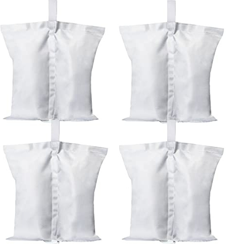 ABCCANOPY Confezione da 4 sacchi di sabbia per gazebo, resistenti e di grado industriale, con doppia cucitura, pesi per gambe per gazebo pop-up, ombrelloni, mobili da esterno (bianco)