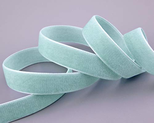 finemark 3 m x 22 mm Velvet Ribbon Light Blue Mint (625 Hydrangea) Decorative Ribbon Velour One Side Velvet Ribbon for Sewing, Decorating