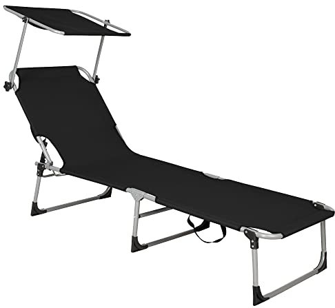 SPRINGOS Relaxliege klappbar wetterfest – Gartenliegestuhl mit ergonomischem Kissen & Liegefunktion – Balkon Liegestuhl, Terrassenliege, Kippliege Garten Outdoor