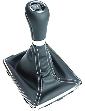 Pommeau de levier de vitesse + soufflet + cadre couture blanche 6 vitesses compatible / pièce de rechange pour Mercedes Benz Classe C W204 W212 Classe E W212 S212 etc