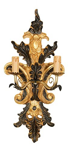 Biscottini Aplique Shabby 26 x 19 x 56 cm | Lámpara vintage | Aplique de pared interior estilo barroco