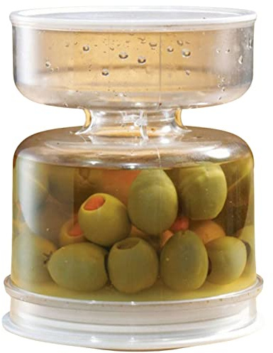 TANGLI Barattolo per Sottaceti, Piccolo Contenitore per Sottaceti E Olive con Filtro, Vaso per Sottaceti In Acrilico A Prova di Perdite Contenitore A Clessidra per Frutta In Scatola