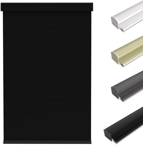 MYshade Custom Blackout Roller Shades for Indoor Windows - Cordless, Color-Matched, Pull Down for Home, Office, Bathroom, Bedroom - Easy to Install, Black