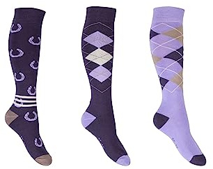 HKM Cardiff Chaussettes mi-Hautes, Violet/Lilas, 39-42 Femme