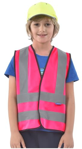 AYKRM children High visibility viz vest kids reflective safety vest pink