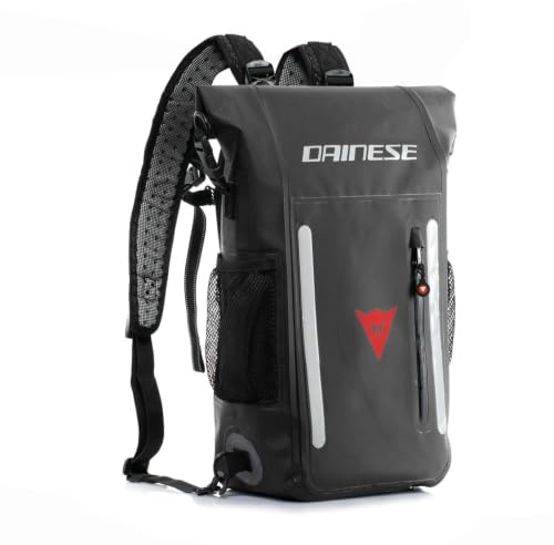 DAINESE - Mochila Explorer WP, PVC Impermeable, con Espalda Transpirable, Correas de Hombro Ajustables y Bolsillos Resistentes al Agua, Detalles Reflectantes, Outdoor y Moto, 15 L, Negro