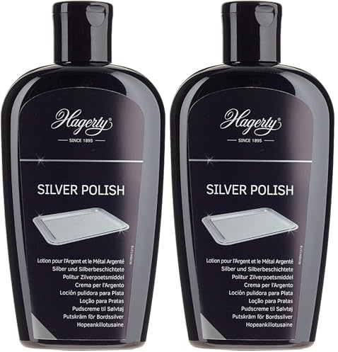 Hagerty Silver Polish Nettoyant efficace pour l'argent et le métal argenté I 250 ml I Produit à effet instantané pour les vases, cadres, accessoires, objets de décoration (Lot de 2)