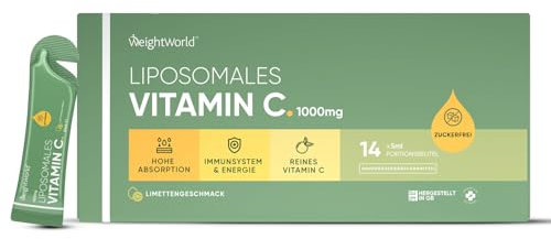 Liposomal Vitamin C 1000mg - 14 Liquid Sachets - Tasty Natural Lime Flavour - High Absorption VIT C - Sugar-Free, Vegan & Travel-Friendly Supplement - Just 1 per Day - Made in The UK
