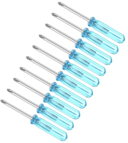 CoCud Mini Phillips skruvmejsel, 2,0 mm storlek 45 mm längd, kolstål små korshuvudskruvmejslar med halkfritt handtag – (användningsområden: för glasögon, klocka eller laptop), 10 stycken
