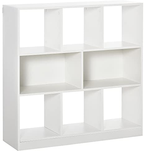 HOMCOM Mobile Libreria Portaoggetti a 3 Livelli e 8 Ripiani Totali, Mobile per Soggiorno e Camera in MDF, 97.5x30x100 cm, Bianco