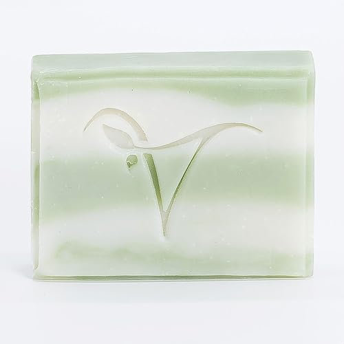 VioVero Naturkosmetik Menta mano y jabón de ducha, jabón verde, jabón sólido, jabón biodegradable, pieza de jabón 100g