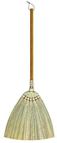 Asian Broom 46 inch - Straw Soft Sweep - Long Handle for Cleaning, Decoration, Wedding-Natural Whisk for House, Garage, Office,Kitchen - Indoor Grass Broom