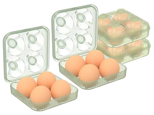 RoseFlower 2 Piezas Hueveras de Plastico, 4 Celdas Hueveras para Frigorifico y Cámping, Huevera Nevera, Envase Huevos, Caja de Huevos, Huevera de Plástico, Hueveras Cesta, Huevera Gallina