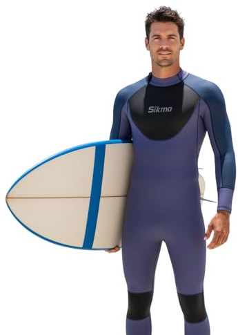 Sikma Men’s Wetsuit 3mm Neoprene Surfing Diving Suit Full Sleeves Back Zip Full Body Suit Flexible and Comfortable Perfect for Swimming, Scuba Diving, Snorkeling (Blue, XX-Large)