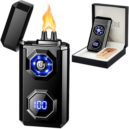 SKRFIRE Accendino elettrico ricaricabile USB C Arc al plasma potente fiamma Cool Windproof LED torcia per candele, fuochi d'artificio, bastoncini di incenso (nero)