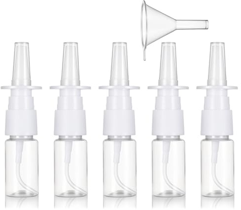 simarro 5 st mini nässprayflaska, bärbar, klar, tom, påfyllbar, fin dimma, rhinitvårdsspray, kosmetisk parfym, smink- och vattenförvaringshållare behållare med trattar – 10 ml, genomskinlig