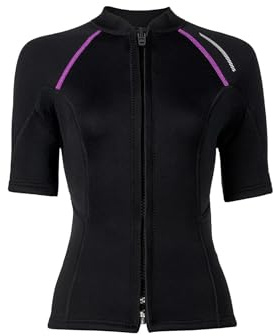 Sinleey Top In Neoprene Da Donna Mm Maniche Corte Con Zip Frontale Per Riscaldamento Immersioni Nuoto Canoa Surf Nero S