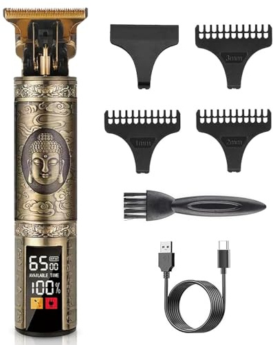 Hair Clippers for Men Beard Trimmer Hair Clippers Men with 3 Limit Combs LCD Display Cordless Rechargeable Hair Trimmer T-Blade Shaver Haircut Grooming Kit for Barbers Haircut