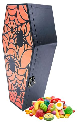 Caja De Golosinas Ataúd Halloween,Cajas Ataúd Golosinas Fiesta Halloween | Contenedor Alimentos Decoración Hogar para Joyas Snacks Chocolates Pastel Palomitas | Estante Mesa Mantel Fiesta Clase Oficin