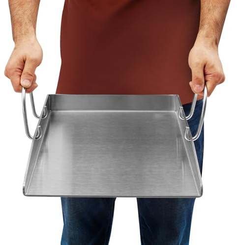 Plancha de acero inoxidable con 2 espátulas y asas extraíbles, plancha para barbacoa de gas y barbacoa de carbón vegetal, alfombrilla de parrilla inoxidable, accesorio de barbacoa para exteriores para