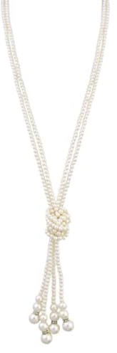 OIXYEY 1 Pieza Elegante Collar Largo Para Mujer Con Cadena De Cuentas De Perlas Artificiales, Collar De Perlas Mujer, 120Cm Adecuado Para Carnavales, Bailes Y Otras Ocasiones, Fiestas