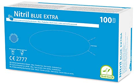 Medi-Inn+ Nitril blue extra Einmalhandschuhe puderfrei (Größe: L, 100 Stück)