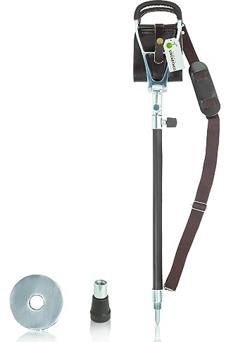 Simply Unearthed Premium Leather Seat Shooting Stick - Height Adjustable Walking Stick for Hard and Soft Ground in Town and Country
