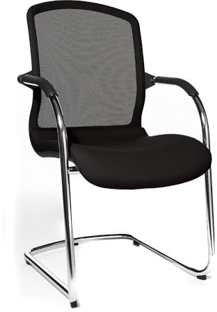 TOPSTAR | Open Chair - der Design-Besucherstuhl | Freischwinger mit Netzrücken | VE 2 STK | schwarz