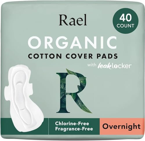 Rael Assorbenti Cotone Bio con Ali - Ultrasottile, Extra Elevata Assorbenza, Ipoallergenico, Inodore, Vegano, Cruelty Free (Notte, 40 Pezzi)