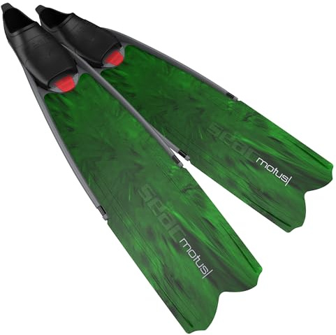 SEAC Motus Aletas largas de Buceo, Freediving y Pesca submarina, Adultos Unisex, Verde, 43/44
