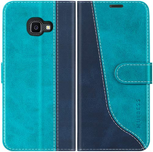 Mulbess für Samsung Galaxy XCover 4s / XCover 4 Hülle, Handyülle Leder mit Kartenfach, Klapphülle mit Magnetverschluss, Flip Case Etui Handytasche Schutzhülle, Stilvoll Mint Blau