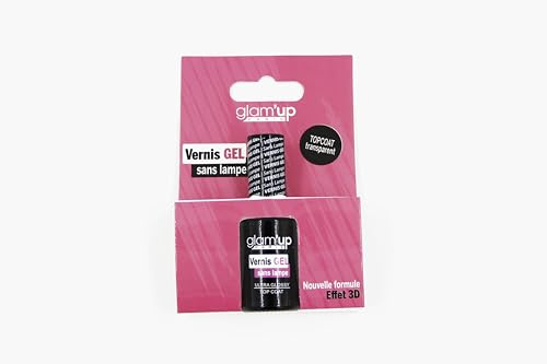 Glam'Up Paris - Vernis à Ongles Gel sans Lampe - Top Coat - Effet 3D - Fini Ultra-Brillant - Lisse les Irrégularités - Facile à Appliquer et Retirer - N°800