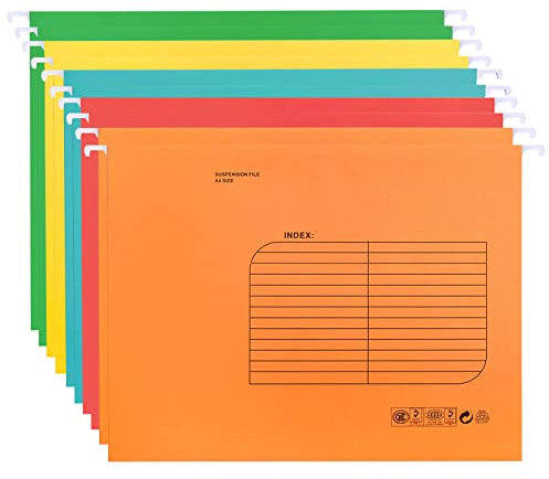 Hängemappen A4,25 Stück Hängemappe mit Tabs und Karteneinsätzen für Schule, Zuhause, Büro(Gemischte Farbe)