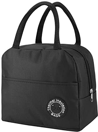 Hemiks Kühltasche Klein, 5,5 L Mini Kühltasche mit Isolierter Aluminiumfolie, Faltbar Tragbar Kleine Kühltasche für Unterwegs für Männer, Frauen, Kinder, Schule, Büro, Picknick (Schwarz)