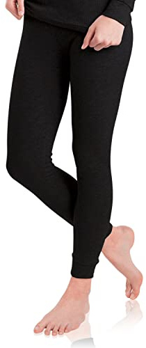 BestSale247 Sous-vêtements de ski, thermiques, longs, fonctionnels, pour femme et fille, Noir , XL