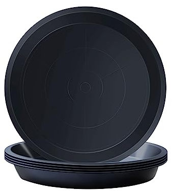 Kunjocy Lot de 5 soucoupes rondes noires de 11,5 cm pour pots de fleurs de jardin, soucoupes en plastique pour jardin, intérieur et extérieur jusqu'à 10 cm (noir, extérieur 11,5 cm)