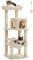 PAWZ Road Katzenbaum mit Metall-Plüsch-Hängematte, Katzenturm für ausgewachsene Katzen mit 2-türigem Condo-Haus, 6-stufige Katzenregale mit Kratzpfosten, großer oberer Sitzstange beige 116cm