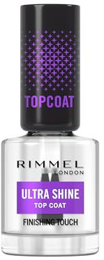 Rimmel London, Top Coat Ultra Shine, Top Coat ultra brillante e a lunga tenuta, Protegge il Colore, Formula Vegana, 12ml