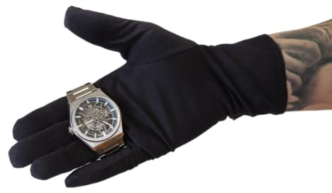 KD89 Handschuhe aus Mikrofaser, schwarz, Heli, für Uhrmacherei, Schmuck, für Sammler, Profis oder Amateure, Schwarz, M, Minimalistisch