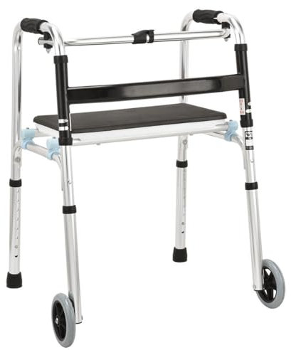 Gisinti Deambulatore Pieghevole Avanzato per Anziani, Regolabile in Altezza con 2 Ruote e 2 Puntali Antiscivolo, Struttura in Alluminio Leggero e Resistente