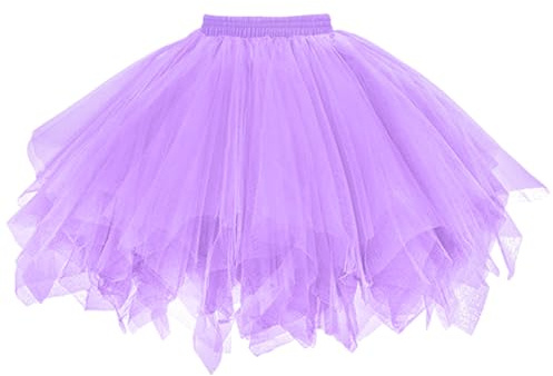 AUYAO Gonne da Donna Tutu, Dress Ballet Petticoat in Tulle a 3 Strati, Costume da Festa di Carnevale di Halloween Tutu per Adulti per Feste di Travestimento Balletto, 80s Sottogonna Tutu(viola chiaro)