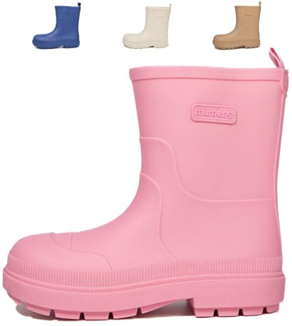 DRECAGE Bottes de Pluie pour Fille et Garçon Bottes de Wellington imperméable Chaussures de Pluie en Caoutchouc Rose 33 EU