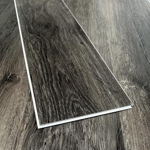 SPC Rigid Plank Flooring Graphite Black Oak - Underlay Already Installed - Dark Oak Plank Effect - Luxury Quality - Click Installation - Sold Per 2.193m2 Pack
