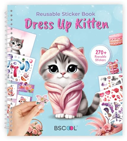 BSCOOL Cat Sticker Book for Kids Fashion Design Activity 270+ Stickers