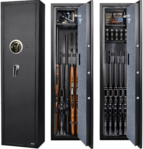 Caja Fuerte para Guardar Armas Acero Huella Dactilar Contraseña Caja Fuerte para Pistola con Sistemas de Alarma 3 Métodos de Desbloqueo para Armas y Objetos de Valor