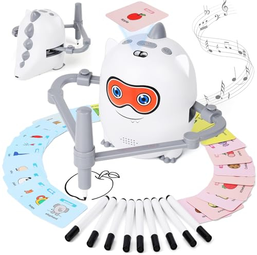 Desing Wish Kids Drawing Robot de Dibujo para Niños con Función de Voz 200 Tarjetas y Lápices Robot Juguete Educativo Interactivo Regalo Cumpleaños Navidad para Niños y Niñas