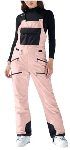 Genérico Pantalon Esqui Mujer Impermeable Leggins Termicos Mujer Jogger con Tirantes Trekking Ropa Ski Invierno 2#Rosa XXL