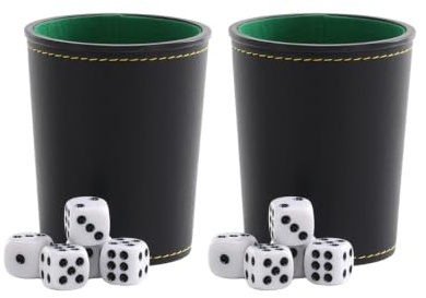 TMEOPR Lot de 2 gobelets à dés, Gobelets à Dés avec 10 des, avec doublure en feutre, Polyvalents, pour Réunions de Famille, Jeux de Fête, pour Joueurs à partir de 3 Ans, pour Voyage Adultes