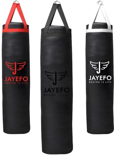 Jayefo Sport-Boxsack, zum Aufhängen, für MMA, Karate, Judo, Muay Thai, Kickboxen, Selbstverteidigung, Training für Training zu Hause oder im Fitnessstudio, 1.2 m – 1.2 m, Schwarz